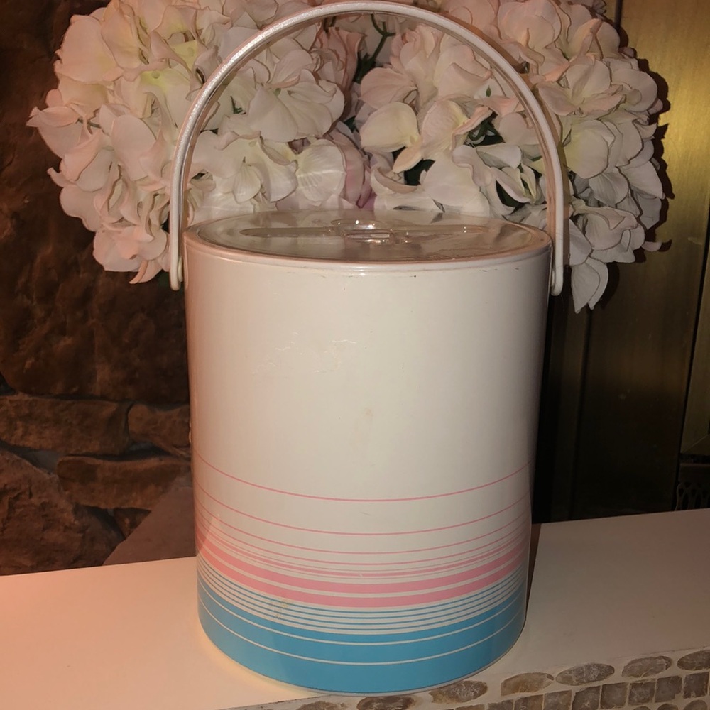 Vintage 80s Retro Ice Bucket & Tongs